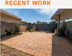 Paved backyard area