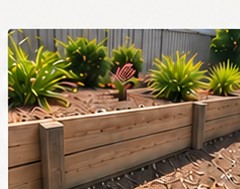Small timber garden retaining wall